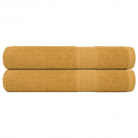 Sauna Towel Set of 2 Gold 100% Cotton 31.5 x 78.7 in