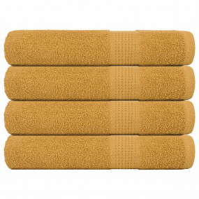 Sauna Towel Set of 4 Gold 100% Cotton 31.5 x 78.7 in