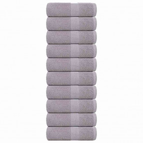 Guest Towel Set of 10 Gray 100% Cotton 11.8 x 19.7 in
