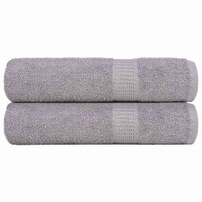 Shower Towel Set of 2 Grey 100% Cotton 27.6 x 55.1 in