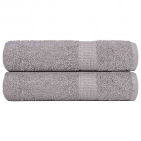 Bath Towel Set of 2 Grey 100% Cotton 39.4x59.1 in Bath ...