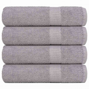 Bath Towel Set of 4 Grey 100% Cotton 39.4 x 59.1 in