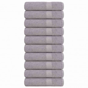 Bath Towel Set of 10 Gray 100% Cotton 39.4 x 59.1 in Ba...
