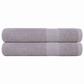 Sauna Towel Set of 2 Grey 100% Cotton 31.5 x 78.7 in