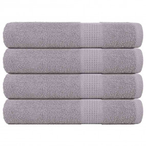 Sauna Towel Set of 4 Grey 100% Cotton 31.5 x 78.7 in