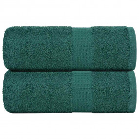 Guest Towel Set of 2 Green 100% Cotton 11.8 x 19.7 in