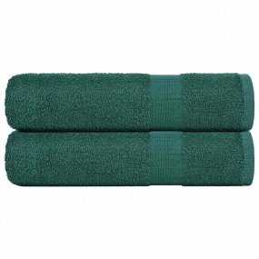 Shower Towel Set of 2 Green 100% Cotton 27.6 x 55.1 in