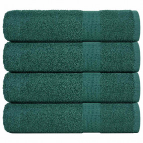 Shower Towel Set of 4 Green 100% Cotton 27.6 x 55.1 in