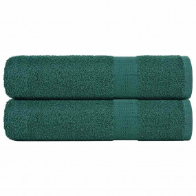 Bath Towel Set of 2 Green 100% Cotton 39.4 x 59.1 in Ba...