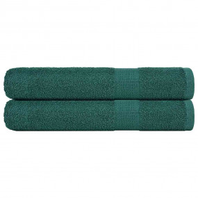 Sauna Towel Set of 2 Green 100% Cotton 31.5 x 78.7 in