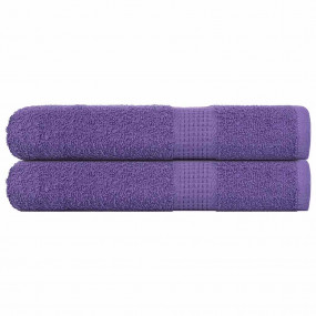 Sauna Towel Set of 2 Purple 100% Cotton 31.5 x 78.7 in