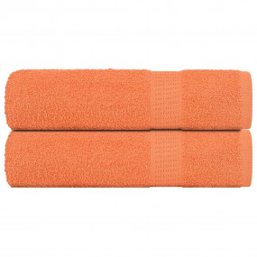 Bath Towel Set of 2 Orange 100% Cotton 39.4 x 59.1 in D...