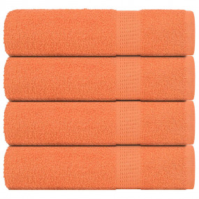 Bath Towel Set of 4 Orange 100% Cotton 39.4 x 59.1 in