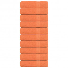 Bath Towel Set of 10 Orange 100% Cotton 39.4 x 59.1 in