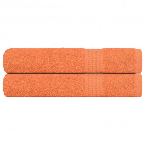 Sauna Towel Set of 2 Orange 100% Cotton 31.5 x 78.7 in
