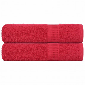 Hand Towel Set of 2 Red 100% Cotton 19.7x39.4 in, Mediu...