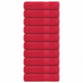 Bath Towel Set of 10 Red 100% Cotton 39.4 x 59.1 in Dur...