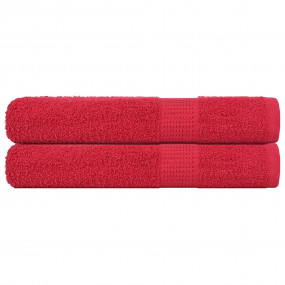 Sauna Towel Set of 2 Red 100% Cotton 31.5 x 78.7 in