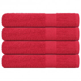 Sauna Towel Set of 4 Red 100% Cotton 31.5 x 78.7 in Sau...