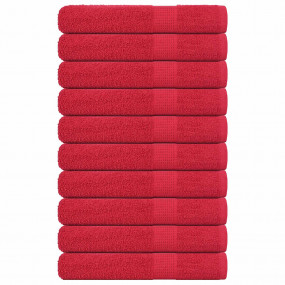 Sauna Towel Set of 10 Red 100% Cotton 31.5 x 78.7 in Ba...