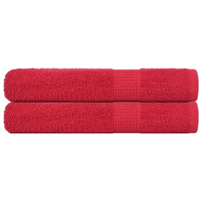 Towel Set of 2 Red 100% cotton 39.4 x 78.7 in Hooks Tow...