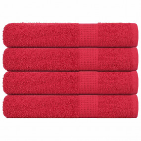 Towel Set of 4 Red 100% Cotton 39.4 x 78.7 in Towel