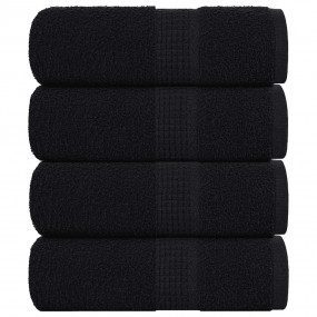 Soap Towel Set of 4 Black 100% Cotton 11.8 in x 11.8 in
