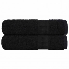 Bath Towel Set of 2 Black 100% Cotton 39.4 x 59.1 in Ba...