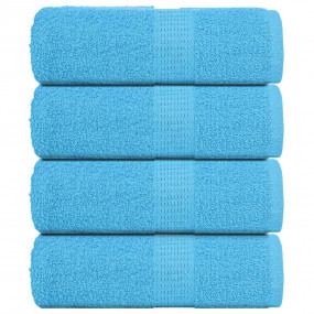 Guest Towel Set of 4 Turquoise 100% Cotton 11.8 x 19.7 ...