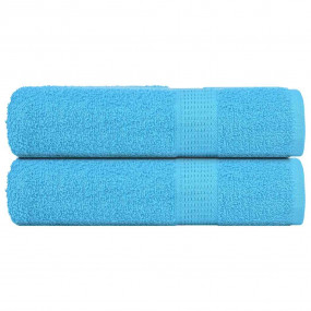 Hand Towel Set of 2 Turquoise 100% Cotton 19.7x39.4 in
