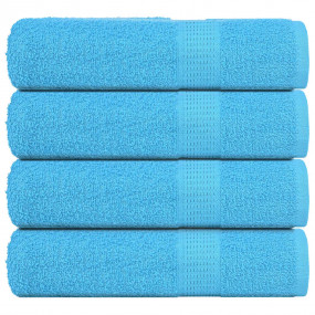 Bath Towel Set of 4 Turquoise 100% Cotton 39.4 x 59.1 i...