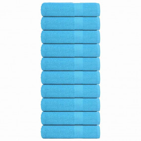 Bath Towel Set of 10 Turquoise 100% Cotton 39.4 x 59.1 ...