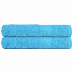 Sauna Towel Set of 2 Turquoise 100% Cotton 31.5 x 78.7 ...