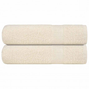 Hand Towel Set of 2 Cream 100% Ring-spun Cotton 19.7x39...
