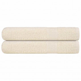 Sauna Towel Set of 2 Cream 100% Cotton 31.5 x 78.7 in
