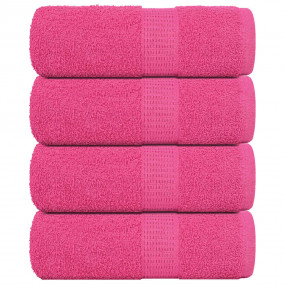 Guest Towel Set of 4 Pink 100% Cotton 11.8 x 19.7 in