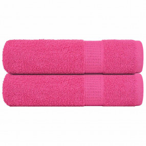 Shower Towel Set of 2 Pink 100% Cotton 27.6 x 55.1 in