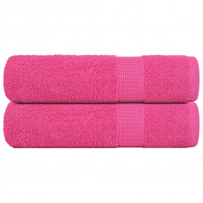 Bath Towel Set of 2 Pink 100% Cotton 39.4 x 59.1 in Dur...
