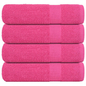Bath Towel Set of 4 Pink 100% Cotton 39.4 x 59.1 in Dur...