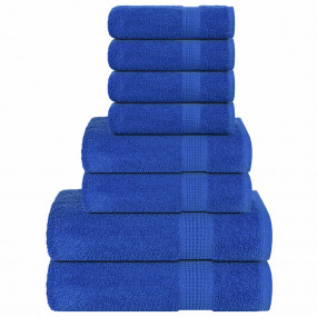 Towel Set Blue 100% Cotton 8 Piece Set Towel Set Rectan...