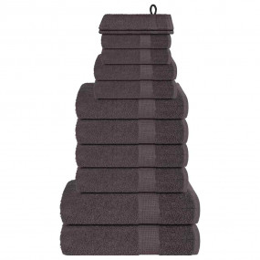 Towel Set Anthracite 100% Cotton 12 Piece Set Towel Set