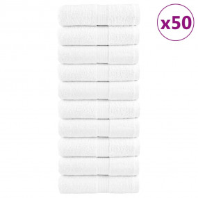 Guest Towel Set of 50 White 100% Ring-Spun Cotton
