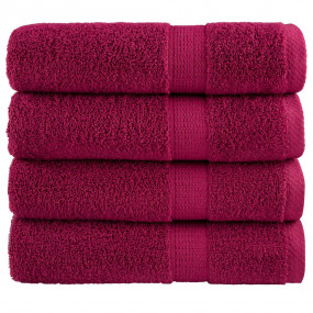 Bath Towel Set of 4 Bordeaux 100% Cotton 39.4 x 59.1 in...