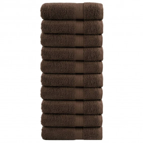 Bath Towel Set of 10 Brown 100% Cotton 39.4 x 59.1 in