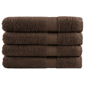 Towel Set of 4 Brown 100% Cotton Large Towel Rectangula...
