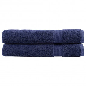 Towel Set of 2 Navy Blue 100% Cotton 39.4 x 78.7 in Bat...