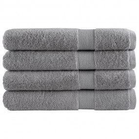 Towel Set of 4 Grey 100% cotton XXL Towel Rectangular