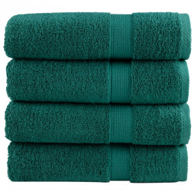 Bath Towel Set of 4 Green 100% Cotton 39.4 x 59.1 in Ba...