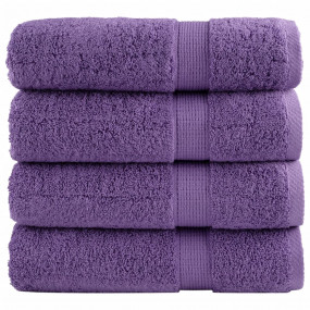 Bath Towel Set of 4 Purple 100% Cotton 39.4 x 59.1 in