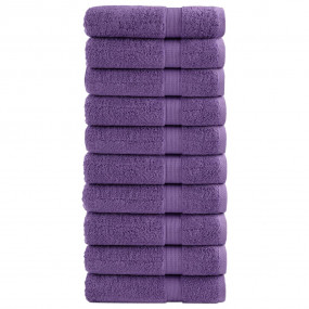 Bath Towel Set of 10 Purple 100% Cotton 39.4 x 59.1 in
